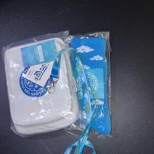 White Crossbody Bag with Blue Strap